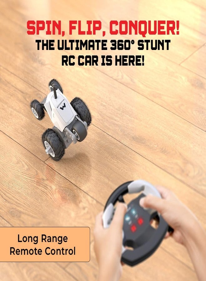 Mirana Warrior 360 Degree Rotating Stunt RC Car Toy for Kids | High Speed Steering Remote Control Vehicle | USB Type-C Rechargeable | Made in India (White) - Image 5